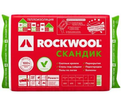 Утеплитель Лайт Баттс Скандик 100х600х800 от производителя  Rockwool по цене 1 300 р